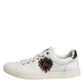 Dolce & Gabbana White Silver Sacred Heart Men Sneakers Shoes
