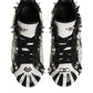 Dolce & Gabbana Black White Studded Low Top Sneakers Shoes