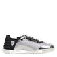 Dolce & Gabbana Silver Black Nylon NS1 Low Top Sneakers Shoes