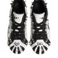 Dolce & Gabbana Black White Studded Low Top Sneakers Shoes
