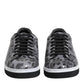 Dolce & Gabbana Gray Leather Leopard Low Top Sneakers Shoes