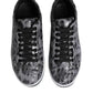 Dolce & Gabbana Gray Leather Leopard Low Top Sneakers Shoes