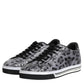 Dolce & Gabbana Gray Leather Leopard Low Top Sneakers Shoes