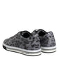 Dolce & Gabbana Gray Leather Leopard Low Top Sneakers Shoes