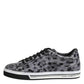 Dolce & Gabbana Gray Leather Leopard Low Top Sneakers Shoes
