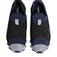 Dolce & Gabbana Blue Black Slip On Low Top Men Sneakers Shoes