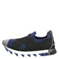 Dolce & Gabbana Blue Black Slip On Low Top Men Sneakers Shoes