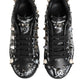 Dolce & Gabbana Black Portofino Stud Embellished Sneakers Shoes