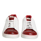 Dolce & Gabbana White Red Leather Lace Up Sneakers Shoes