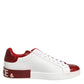 Dolce & Gabbana White Red Leather Lace Up Sneakers Shoes