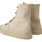 Dolce & Gabbana White Leather Lace Up Mens Boots