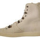 Dolce & Gabbana White Leather Lace Up Mens Boots