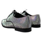 Dolce & Gabbana Silver Leather Rhinestones Derby Shoes