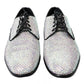 Dolce & Gabbana Silver Leather Rhinestones Derby Shoes