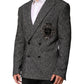 Dolce & Gabbana Black White Double Breasted Men Suit Blazer