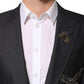 Dolce & Gabbana Dark Gray Bee Embroidery Wool Coat Blazer