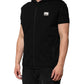Dolce & Gabbana Black Sleeveless Hooded Logo Plaque Jacket