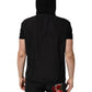 Dolce & Gabbana Black Sleeveless Hooded Logo Plaque Jacket