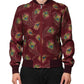 Dolce & Gabbana Maroon Peacock Feather Print Bomber Jacket