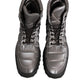 Dolce & Gabbana Silver Padded Mid Calf Lace Up Boots Shoes