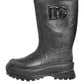 Dolce & Gabbana Metallic Black Pull On Rain Boots Shoes