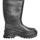 Dolce & Gabbana Metallic Black Pull On Rain Boots Shoes