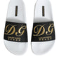Dolce & Gabbana White Black Leather Sandals Beachwear Shoes