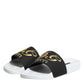 Dolce & Gabbana White Black Leather Sandals Beachwear Shoes