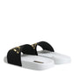 Dolce & Gabbana White Black Leather Sandals Beachwear Shoes