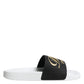 Dolce & Gabbana White Black Leather Sandals Beachwear Shoes