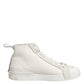 Dolce & Gabbana White Leather Mid Top Sneakers Shoes