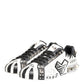 Dolce & Gabbana White Studded Printed Low Top Sneakers Shoes