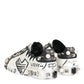 Dolce & Gabbana White Studded Printed Low Top Sneakers Shoes