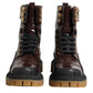Dolce & Gabbana Maroon Leather Mid Calf Biker Boots Shoes