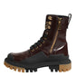Dolce & Gabbana Maroon Leather Mid Calf Biker Boots Shoes
