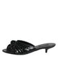Dolce & Gabbana Black Leather Heels Slides Sandals Shoes
