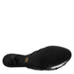 Dolce & Gabbana Black Leather Heels Slides Sandals Shoes