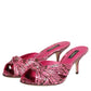 Dolce & Gabbana Pink Leather Heels Slides Sandals Shoes