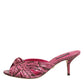Dolce & Gabbana Pink Leather Heels Slides Sandals Shoes