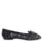 Dolce & Gabbana Blue Taormina Lace Crystals Flats Shoes
