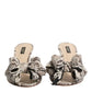 Dolce & Gabbana Multicolor Keira Bow Leather Peep Toe Mules Shoes
