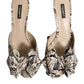 Dolce & Gabbana Multicolor Keira Bow Leather Peep Toe Mules Shoes