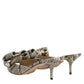 Dolce & Gabbana Multicolor Keira Bow Leather Peep Toe Mules Shoes