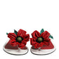 Dolce & Gabbana Red White KEIRA Flower Leather Sandals Shoes