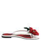 Dolce & Gabbana Red White KEIRA Flower Leather Sandals Shoes