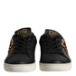 Dolce & Gabbana Black Leather Sacred Heart Sneakers Shoes