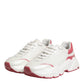 Dolce & Gabbana White Pink Daymaster Low Top Sneakers Shoes