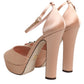 Dolce & Gabbana Pink Block Heels Ankle Strap Sandals Shoes
