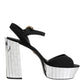 Dolce & Gabbana Black Crystal Ankle Strap Keira Sandal Shoes