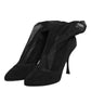 Dolce & Gabbana Black Silk Stretch Mesh Sock Boots Shoes